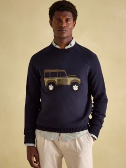 4x4 Navy Applique Crew Neck Jumper<Joules New