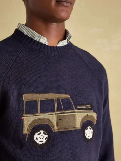 4x4 Navy Applique Crew Neck Jumper<Joules New